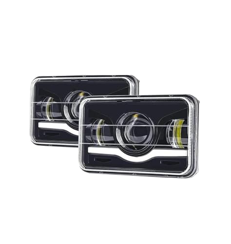 Phares Rectangulaires LED 4x6 H4 Robustes et Étanches 12V 24V pour Conditions Extrêmes 2 Pièces