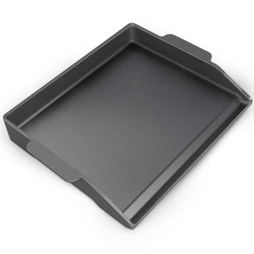 Cast Iron Griddle, Universal Stove Top Flat Griddle Charcoal Gas Grill Pan Insert for Weber Charbroil Nexgrill Replacement Parts Cooking Plate Outdoor Camp Tailgating Teppanyaki Accessory 17' x 13'