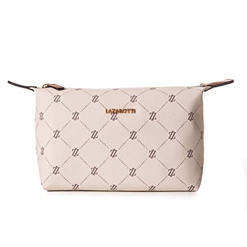 LAZAROTTI Kosmetiktasche Palermo - Ecru/Weiß/Creme - Kleine Kosmetiktasche - Schminktasche und Kulturbeutel für Damen - Kosmetiktasche Damen elegant Cover