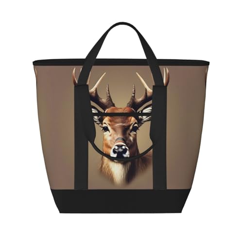 Sac isotherme de grande capacité anti-décongélation avec motif de cerf noir