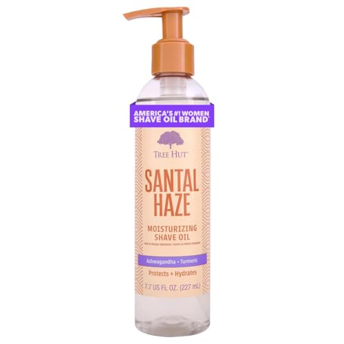 Image of Tree Hut Santal Haze Moisturizing Shave Oil, Gel-to-Oil Formula, Ultra Hydrating Barrier for a Close, Smooth Shave, For All Skin Types, 7.7 fl oz