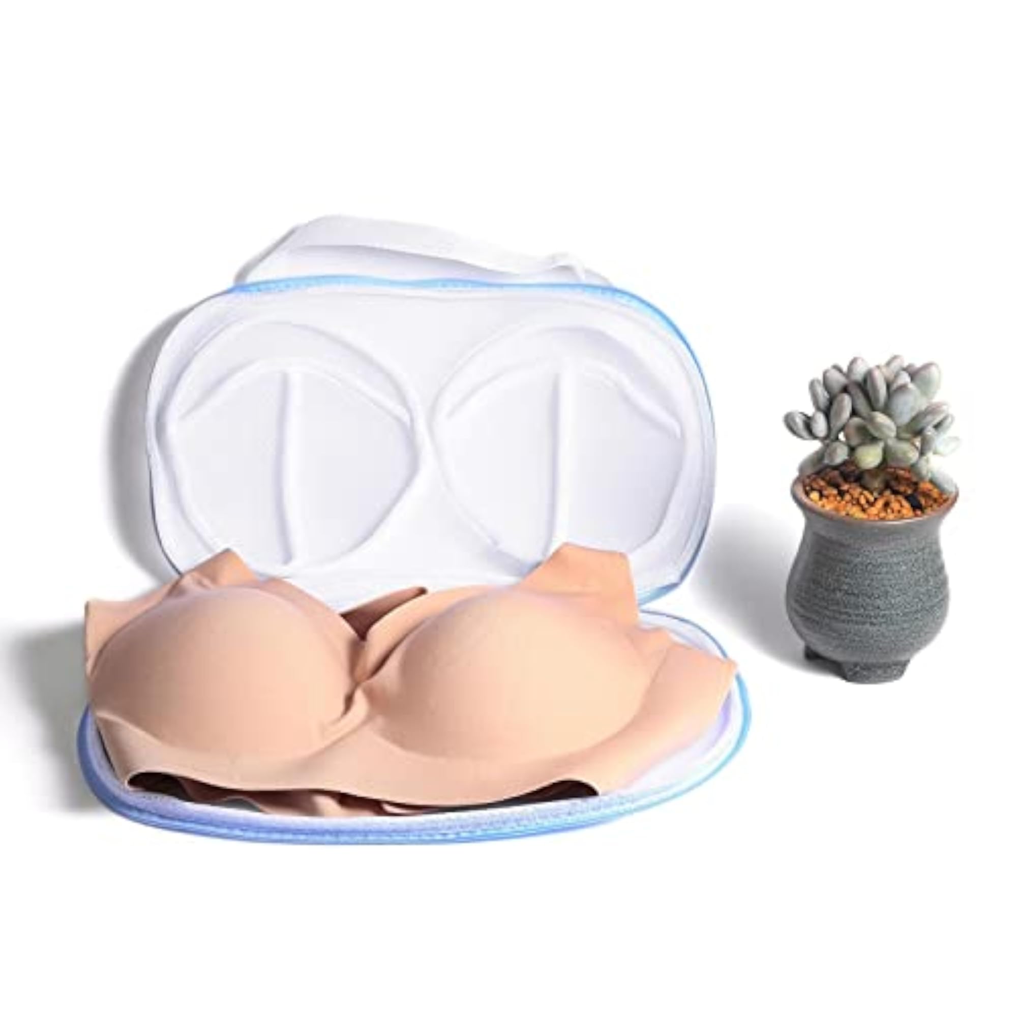 Bra Washing Bag for Air Drying & Hanging, Blue Edge