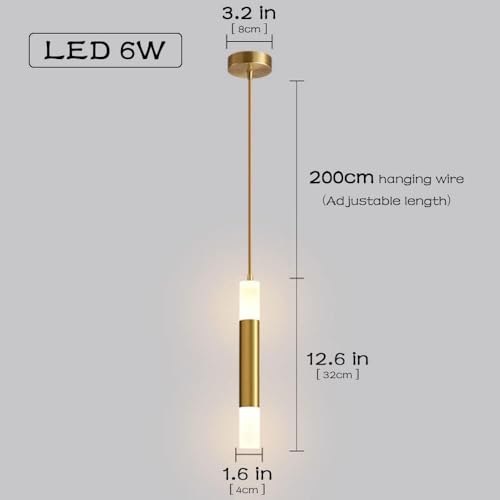 Lámpara colgante LED dorada de 6W para iluminar habitaciones con techos bajos 3