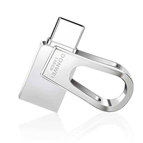 Clé USB 128 Go - Clé USB C 3.0 Grande Capacité - MéTal Mini Clef USB, Pen Drive OTG Type C 2 en 1 Stockage Rotation Disque Mémoire Stick pour PC, Telephone, Android, Ordinateur, Smartphone (Argenté)