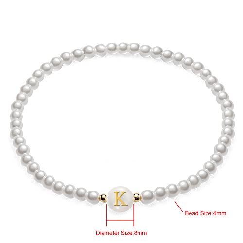 Unzei Dainty Letter Initial Bracelet For Women Bead Faux Pearl Bracelet, Fashion Women Link Bracelet Strand Wristband Jewelry Gift #TOP1