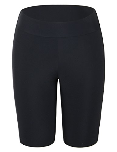 Firpearl Women s Long Swim Shorts UPF50+ Sport Beach Surf Shorts Swimsuit Drawsting Boardshorts Black US24