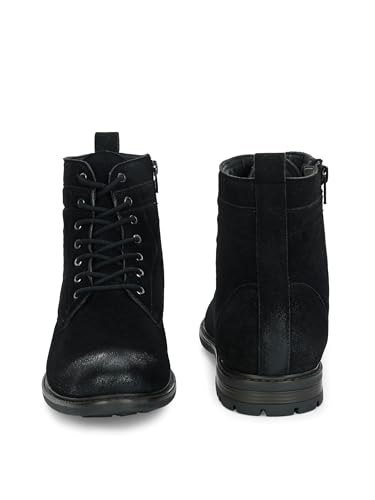 Image of San Frissco Biker Chain Boots for Men's with Round Toe TPR Sole | Synthetic Suede Zip Casual Winter Boots Slip On Shoes | Outdoor Fashion Shoes for Office, Party, Trekking