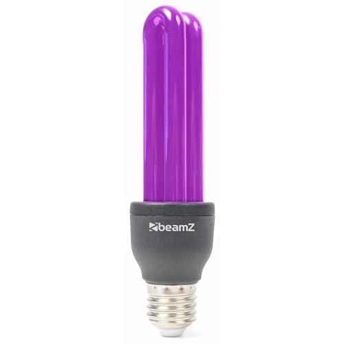 BeamZ BUV27 UV Candeeiro de luz preto 25 Watt com tampa E27, lâmpada UV, lâmpada de luz preta, para Halloween e festas de néon