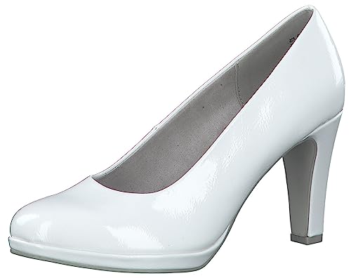 MARCO TOZZI Damen Pumps mit Trichterabsatz Vegan, Weiß (White Patent), 40 EU