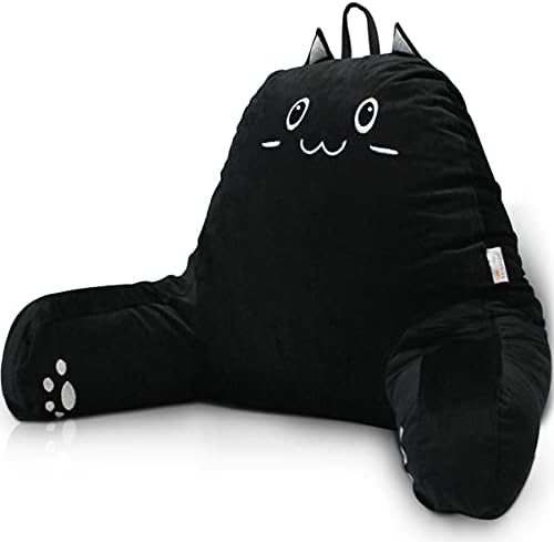 SUNSIDE Reading Pillow with Cat Design,Back Pillows for Sitting in Bed,Shredded Memory Foam Bed Rest Pillow with Arms,Suitable for Reading,Relaxing,Watching TV,Gaming,Suitable for Adult and Children