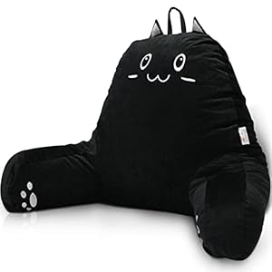 SUNSIDE Reading Back Bed Rest Pillow with Cat Design for Sitting, Shredded Memory Foam with Arms, Suitable for Reading,Relaxing,Watching TV,Gaming, For Adult and Children