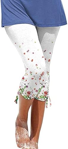 Beach Pants for Women Cropped Capri Pants Summer Casual Elastic Waisted Pants Drawstring Stretchy Pants