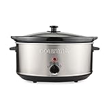 Courant Oval Slow Cooker Crock, with Easy Options 7 Quart Dishwasher Safe Pot, Stainless Steel