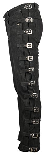 MDM Pantalon en cuir de motard avec boucles en cuir Nubuck (33)