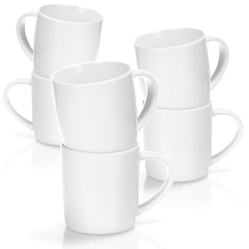 com-four® 6x Kaffeebecher aus Porzellan - Kaffee-Tasse im modernem Design - Basic Kaffeepott White für Kalt- und Heißgetränke - 330 ml
