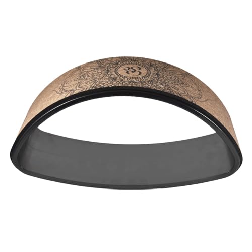 Rueda de estiramiento de espalda – Anillo de yoga con banda elástica, ayuda estacionaria para estirar | Back Cracking Wheel Arch Shape, Yoga Wheel Natural Cork Fitness Wheel Wheel, Dharma Wheel Roller