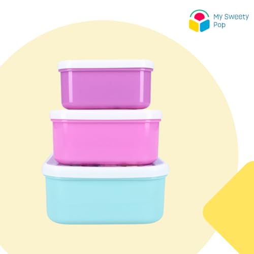 My sweety pop, Set of 3 snack boxes, lunch box, for children, nursery, kindergarten, school, holiday, meal - Image 3