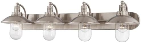 Minka Lavery Wall Light Fixtures 5134-84 Downtown Edison Glass Bath Vanity Lighting, 4 Light, Nickel