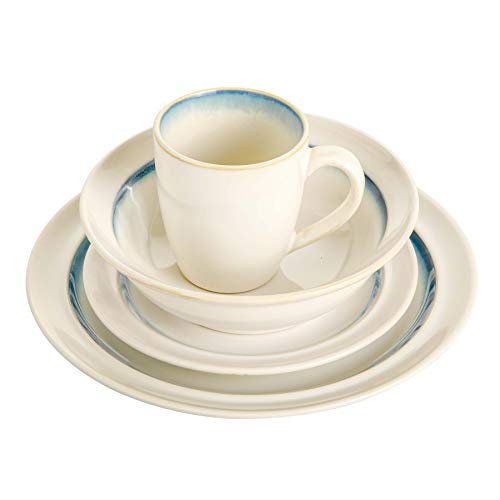 image for Gibson Elite Lawson 16 Piece Dinnerware Set, Teal, White/Teal, Service