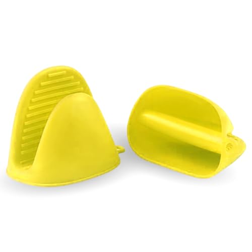 Manoplas guantes silicona para horno, Guantes térmicos de Silicona, Mini Manoplas Horno, Manoplas para Airfryer y para barbacoa, Utensilios de cocina, Slicona, 2 unidades, Amarillo