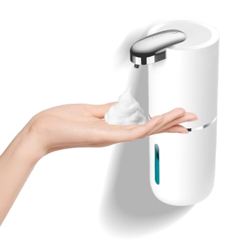 ALINUOYQ Dispensador automático de jabón de 380 ml, dispensador de jabón sin contacto sin goteo, con sensor de salida ajustable, lavado a mano líquido, dispensador de desinfectante de manos para baño,