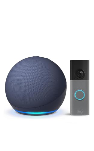 Echo Dot (Última generación), Azul marino + Ring Videotimbre con batería (Battery Video Doorbell) (última gen.), Gris moteado