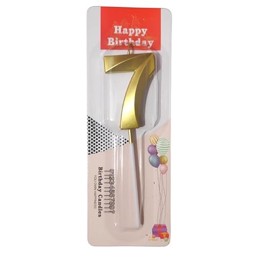 Image of ToyUniverse Number 7 Gold Candle | Seven Number Candle for Birthday, Anniversary, Surprise Party Cake Decoration