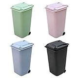 TOYANDONA Lot de 4 mini poubelles de bureau avec couvercle et roue - Pour la maison, la cuisine, la salle de bains, le bureau