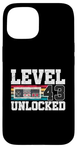 Livello 43 Sbloccato 43 Regalo di un anno Video Gamer 43 ° compleanno Custodia per iPhone 15