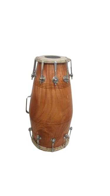 Image of Sai Musical Naal Dholak Drum Mango Wood Bolt Tuned Khol Dhol For Bhajan Kirtan Yoga.