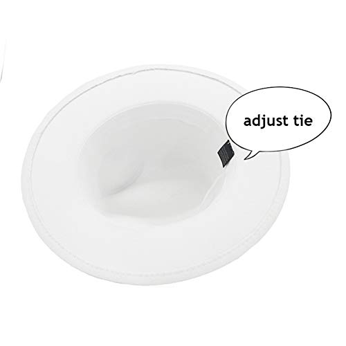 Gossifan Lady Fashion Wide Brim Felt Fedora Panama Hat With Ring Belt A-White #TOP1