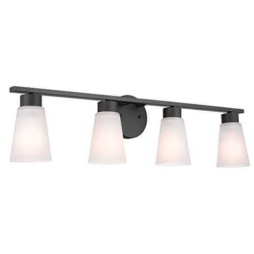 Image of Kichler Stamos 4-Light Bathroom Vanity Light, Black