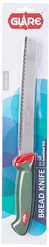 Image of Glare GA-107 Stainless Steel Bread & Pastry Knife for Cutting Cake, Butter,Wavy Edge, 26 cm Black, Swiss Made 320 MM