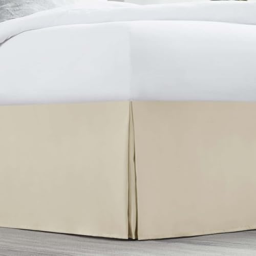 Image of Nestl Cream Bed Skirt Queen Size - Queen Bed Skirt 14 Inch Drop - Brushed Microfiber - Hotel Quality Pleated Bed Skirt - Shrinkage & Fade Resistant
