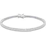 GioiaPura - Bracciale tennis da uomo o da donna in argento 925 lungo 18cm Zirconi bianchi da 2mm con incastonatura a 4 griffe. Chiusura a clip. Ideale per regalo compleanno/Natale/Amicizia