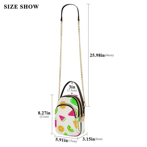 Playful Watercolor Fruit Popsicles Shoulder Handbags for Women Prints Chain Wallet Cell Phone Purse Quilted Zipper Crossbody Bowler Bag3