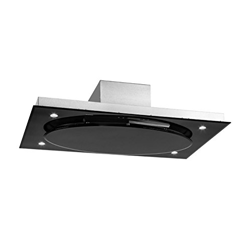 Klarstein Secret Service Black Edition - Hotte aspirante de plafond, 110 cm,800m³/h,3 niveaux,Panneau de commande tactile,Éclairage via 4 LEDs,Timer,4X filtres à...