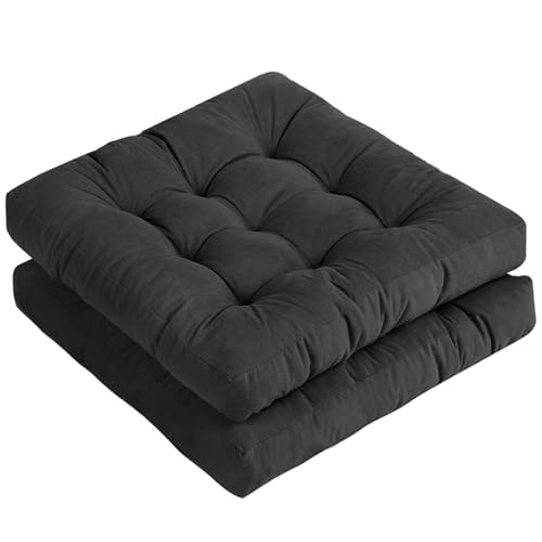 Tiita 22 Inch Square Floor Cushions, Floor Pillow for Sitting,Black