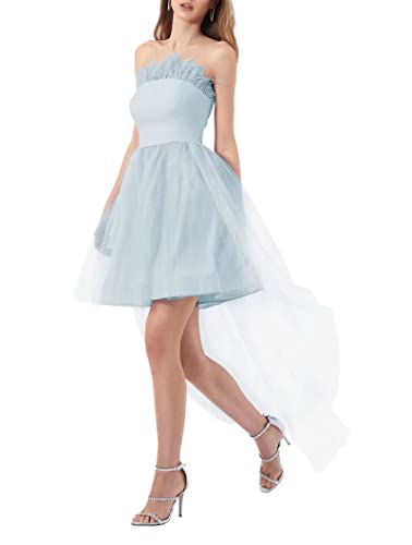 Robe courte en tulle pour un mariage élégant en bleu poudré