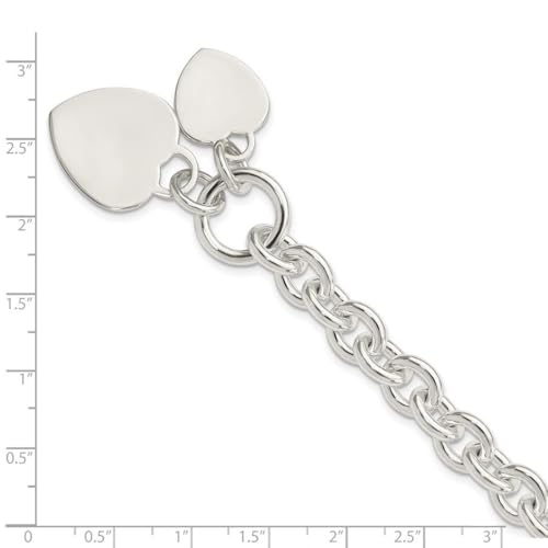 925 Sterling Silber poliert gravierbar Knebelverschluss Liebe Herz Scheibe Fancy Toggle Armband Schmuck Geschenke für Frauen - Längenoptionen: 20, 22