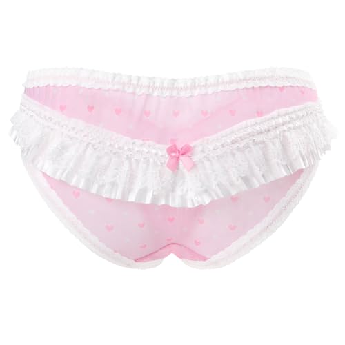 Littleforbig Women's Ladies Soft Mesh Lacy Underwear Comfortable Hipster Briefs Babydoll Pink Princess 3 Pack Panties Set3