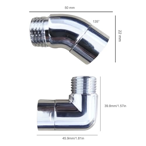 GisWell 2 Stücke Winkelstück für Duschkopf, Universal Duschschlauch Handbrause Adapter mit Unterlegscheiben für Handbrausen, Kopfbrausen, Duschwannen