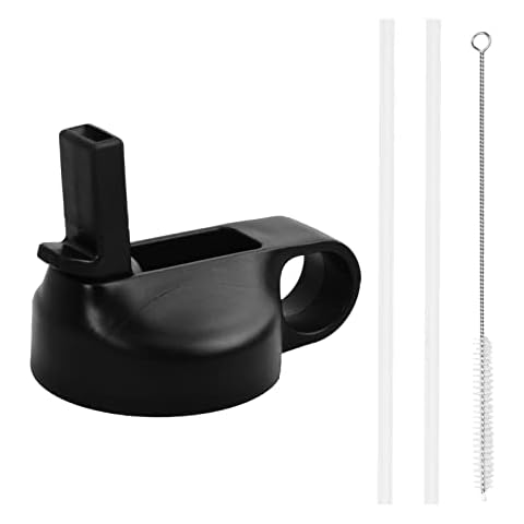 MAGIIN Straw Lid for Hydro Flask Wide Mouth 12oz 16oz 18oz 20oz 32oz 40oz 64oz, Flip Top Straw Cap with Finger Loop, Replacement Lid (Black A) Cover