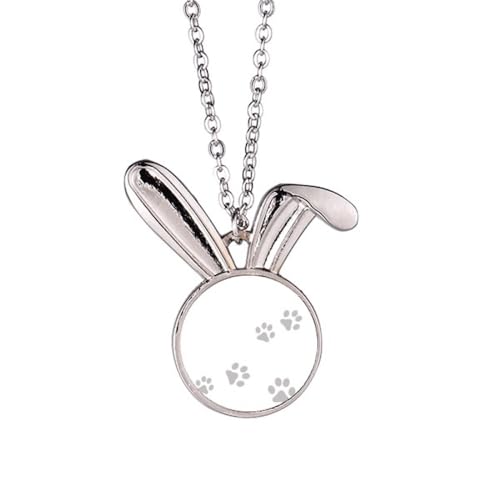Collier lapin empreinte de pied gris en argent pour femme