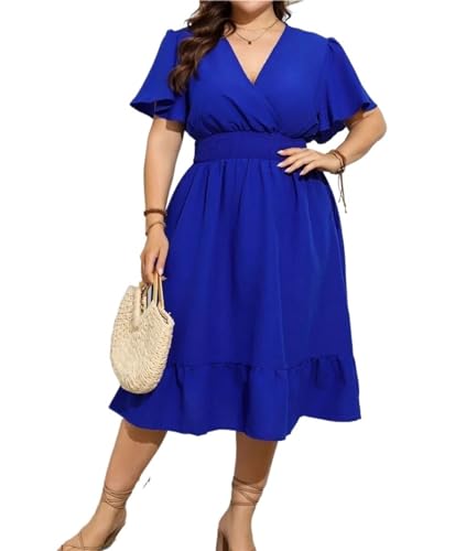 Robe longue grande taille pour femmes coupe A-line unie couleur été 2024