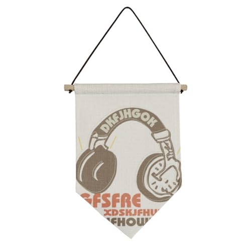 Drapeau en toile rock avec casque marron pour créer un studio de musique