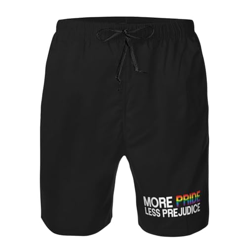 More Pride Less Prejudice Men's Casual Board Shorts - Elastic Waist Drawstring Swim Trunks Swimwear Bathing Suits,4