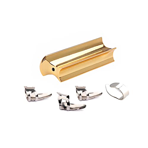 Electric Slide Music Guitar Slide Steel Stainless Tone Bar For Hawaiian Guitar Lap Steel Guitar, Electric Guitar With Metal Thumb Finger Picks Plectrums?Chrome Glass Guitar Slide