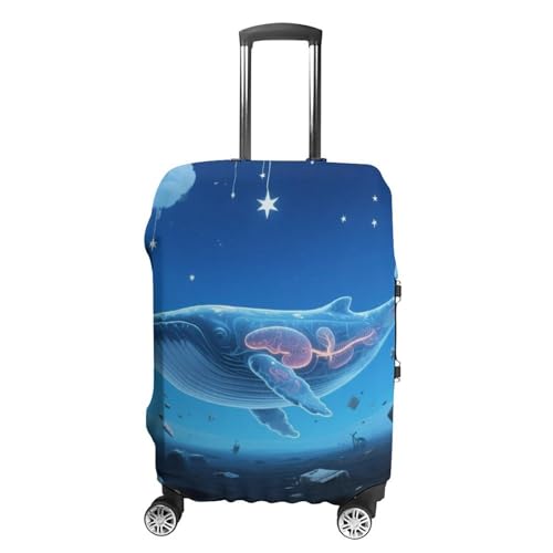 Floating Whale in Upside Elastic Luggage Cover Suitcase Protector for 19-32 Inch Suitcases | Universal Stretchable Travel Bag Cover | Anti-Scratch, Washable with Zipper Closure L