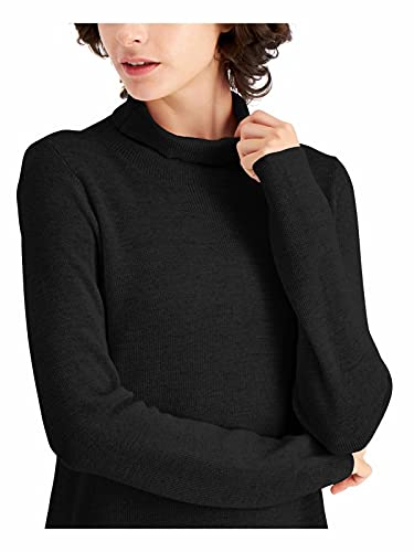 Women's Sweater Small Petite Tunic Solid Black PS3